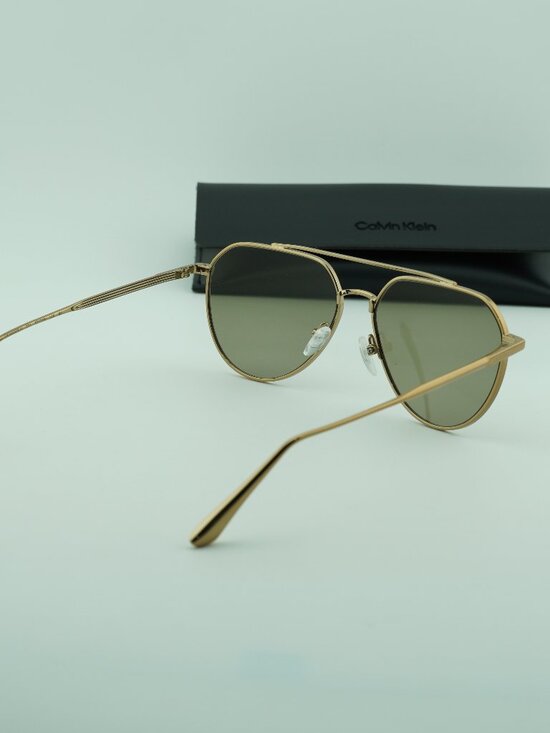 Calvin Klein CK24100S N 771 Unisex Aviator Sunglasses - Gold/Green